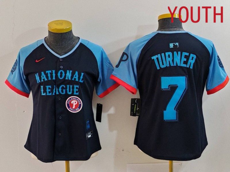 Youth Philadelphia Phillies #7 Turner Blue All star 2024 Nike MLB Jersey style 6